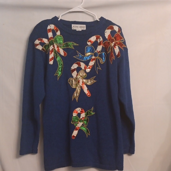 Victoria Harbour Blue Holiday Sweater Size Small - Picture 1 of 7